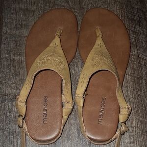 Maurices Tan Sandals Comfortable Slip-On Design